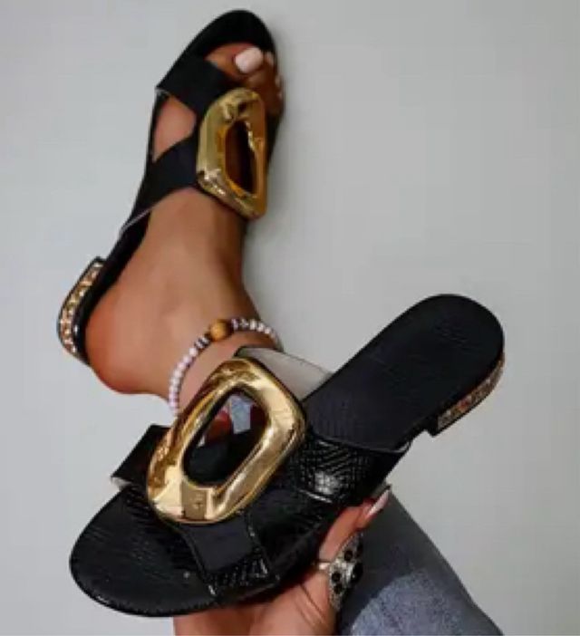 Sandalias negras doradas talla 38