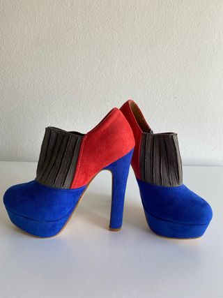 Zapatos tacón alto azul y rojo - talla 35