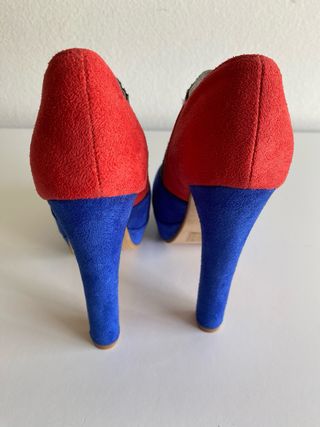 Zapatos tacón alto azul y rojo - talla 35