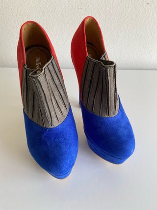 Zapatos tacón alto azul y rojo - talla 35