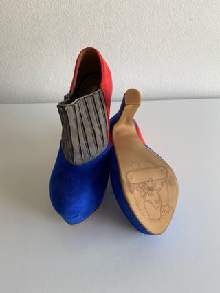 Zapatos tacón alto azul y rojo - talla 35