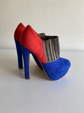 Zapatos tacón alto azul y rojo - talla 35