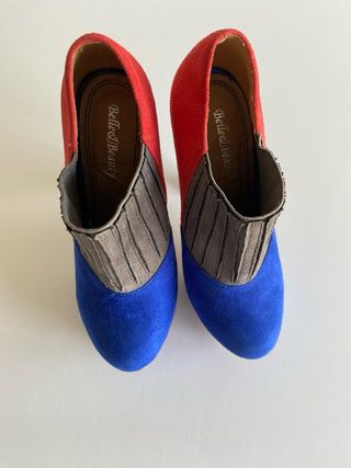 Zapatos tacón alto azul y rojo - talla 35