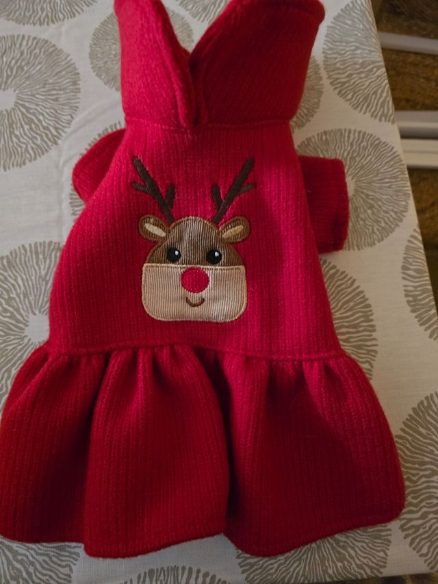 Vestido rojo perrito navideño