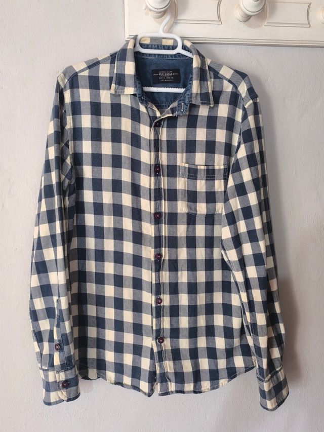 Camisa Pull&Bear cuadros azul-blanco