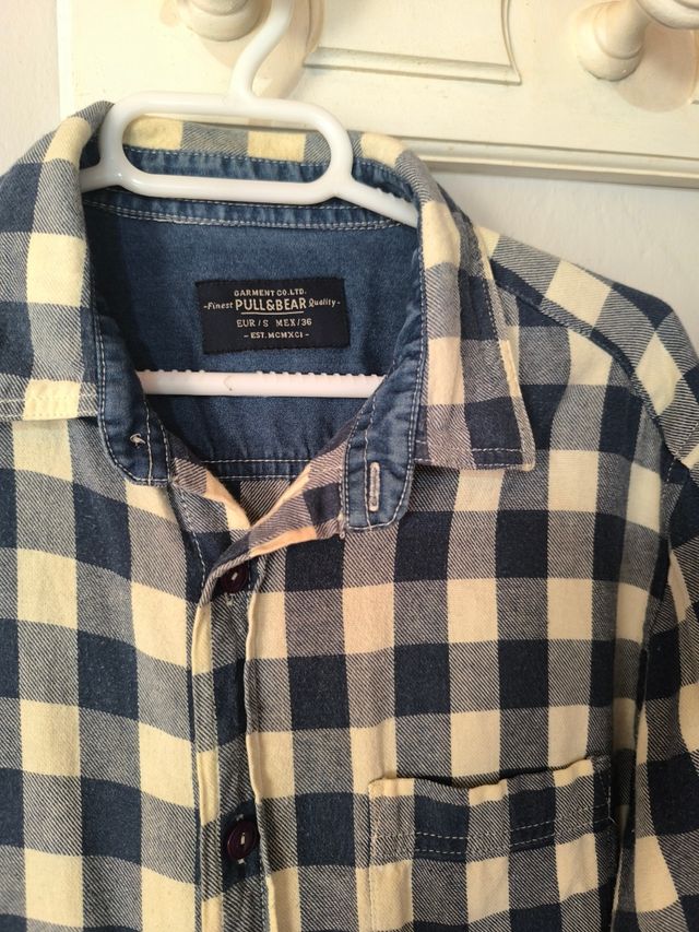 Camisa Pull&Bear cuadros azul-blanco