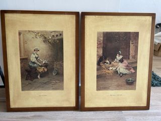 2 Cuadros Vintage - Mujer & Animales