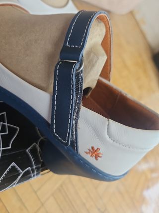 Zapatos tacón art - Blancos y azules - Talla 38