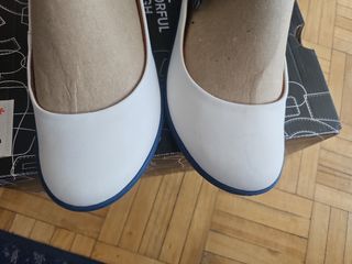 Zapatos tacón art - Blancos y azules - Talla 38