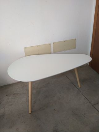 Tavolino Salotto Bianco & Legno a goccia 