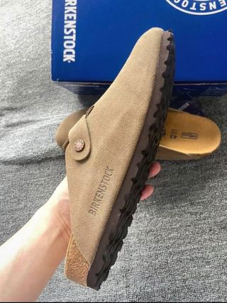 Zuecos Birkenstock gamuza beige, talla 43