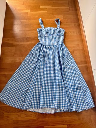 Vestido vichy azul y blanco