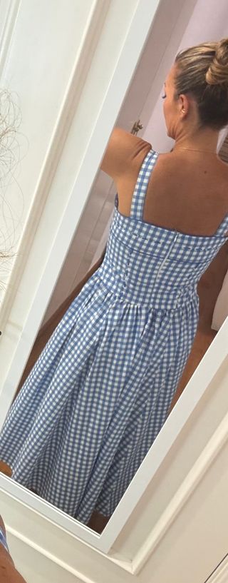 Vestido vichy azul y blanco
