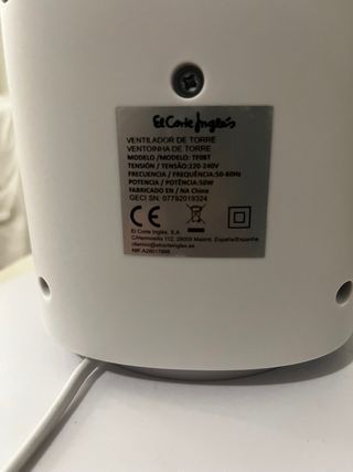 VENTILADOR de Torre, El Corte Inglés, Tobago ￼