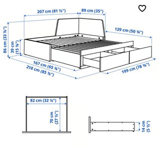 Cama Flekke, estructura diván con 2 cajones 80x200