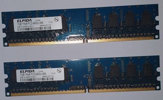 2x ELPIDA 1GB RAM DDR2 PC2-6400U-666