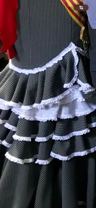 Falda flamenca gris rayas blancas