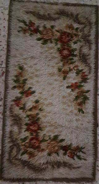 Alfombra vintage beige de lana