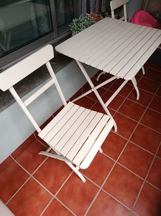 Mesa y 2 sillas terraza - blanca