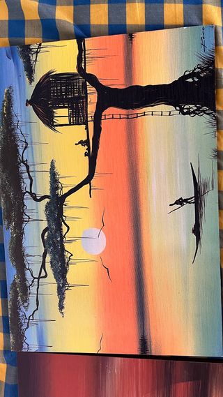 Quadro Dipinto Tramonto Africano
