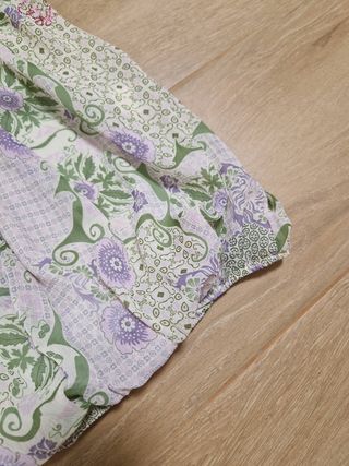 Top floreale Y2K, tg S, dettagli brillanti