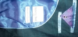 Traje azul marino a cuadros