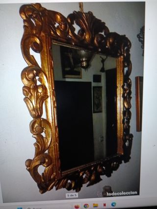 Espejo antiguo dorado con marco