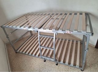 Litera Pardo Vega gris metal y madera