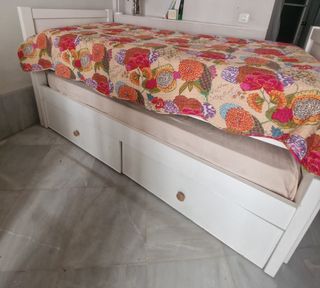 Cama nido blanca - madera. Con cajones almacenaje.