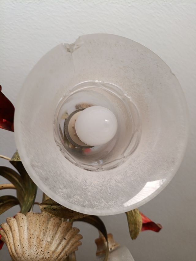 2Lámparas forja 5 y 3 luces - Flores en colores.