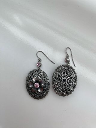 Pendientes Plata Flor Rosa