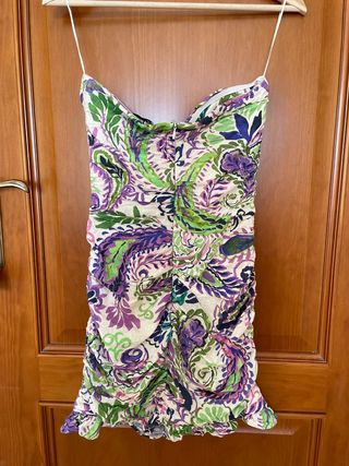 Vestido corto palabra de honor multicolor