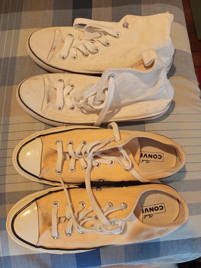 Converse altas y bajas amarillas y blancas