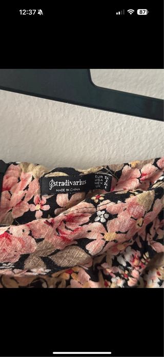 Falda larga floral negra