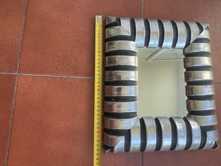 Espejo retro negro plata