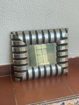 Espejo retro negro plata