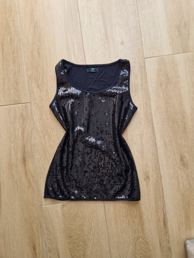 Top paillettes nero Tg S