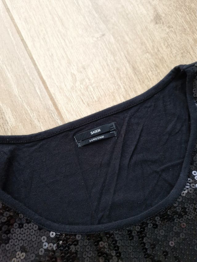 Top paillettes nero Tg S