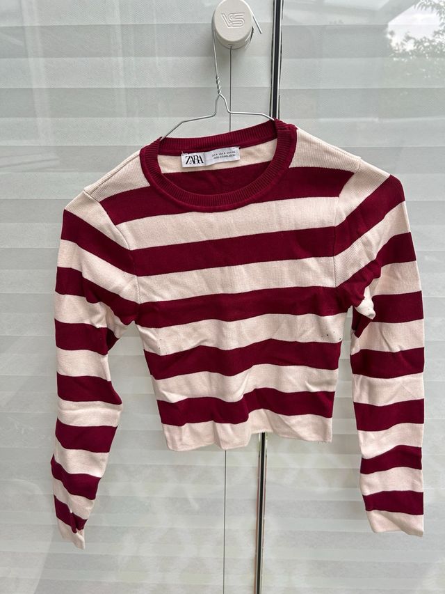 Suéter rayas Zara - Rojo y blanco
