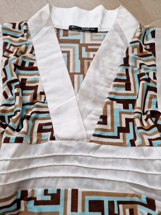 Top Satin Y2K Tg S-M - Blu e Bianco