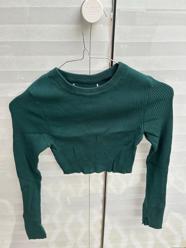 Top manga larga verde - Talla S