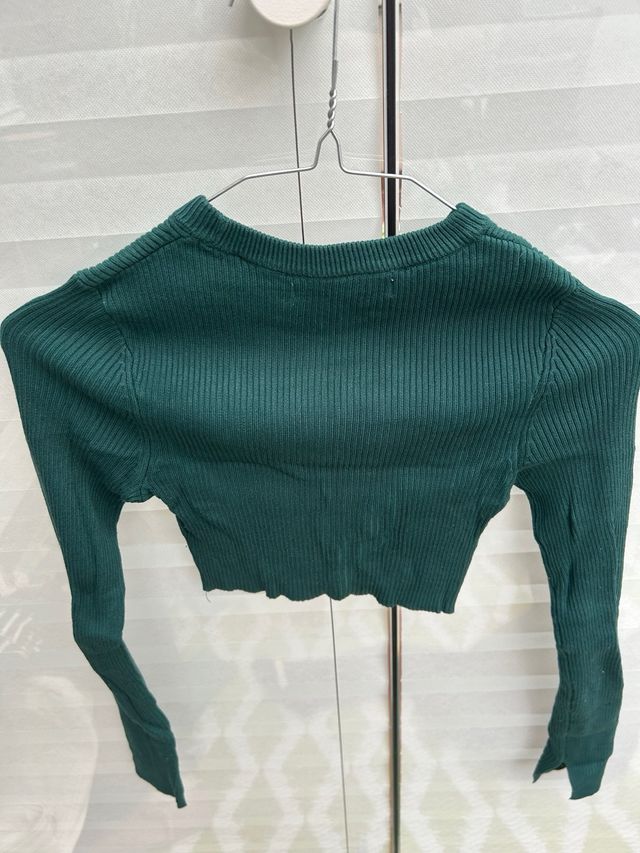 Top manga larga verde - Talla S