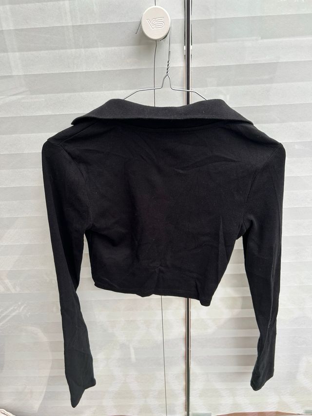 Top Zara manga larga negro