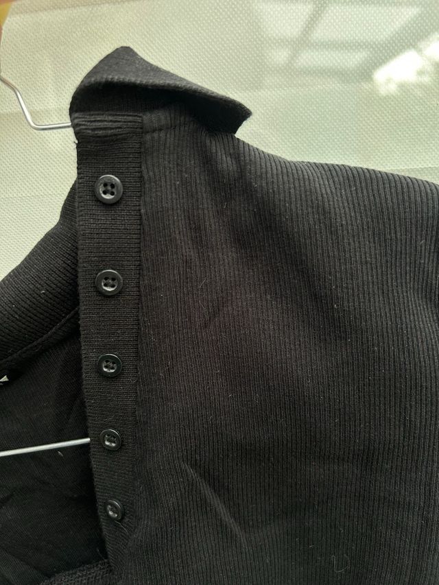 Top Zara manga larga negro