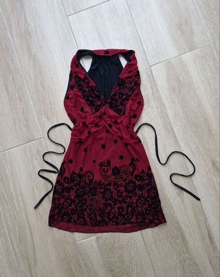 Top Rosso Y2K velluto nero Tg M