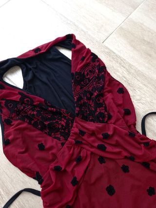 Top Rosso Y2K velluto nero Tg M