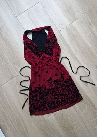 Top Rosso Y2K velluto nero Tg M