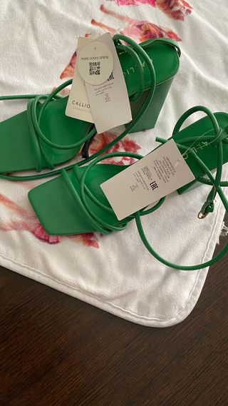 Sandali CALLIOPE verdi - tacco alto quadrato