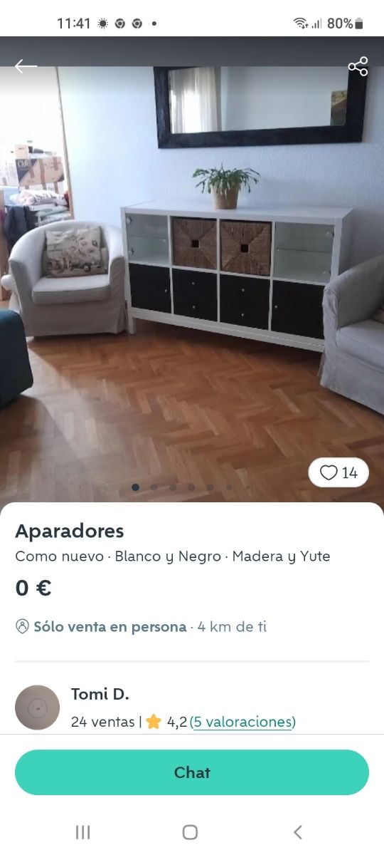 Aparador blanco y negro -madera y yute