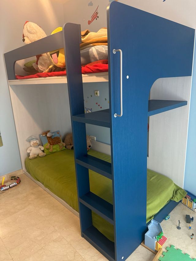 Litera infantil madera azul-blanco